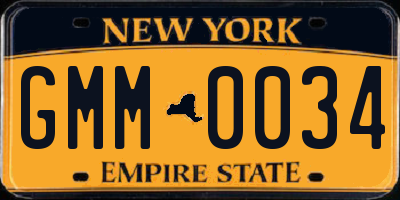 NY license plate GMM0034