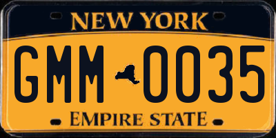 NY license plate GMM0035