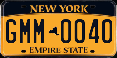 NY license plate GMM0040