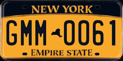 NY license plate GMM0061