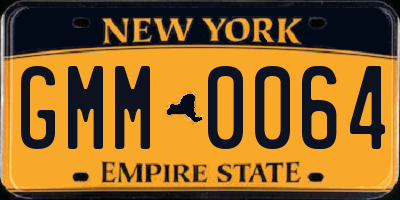 NY license plate GMM0064