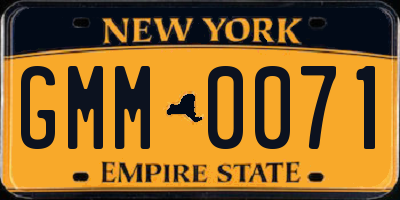 NY license plate GMM0071