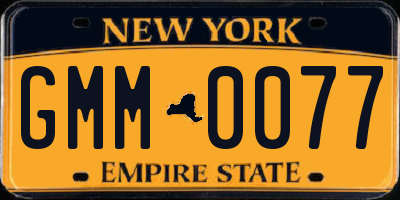NY license plate GMM0077