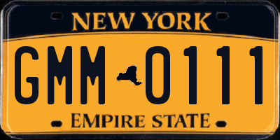 NY license plate GMM0111