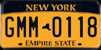 NY license plate GMM0118