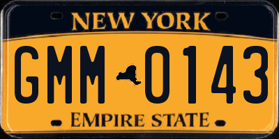 NY license plate GMM0143