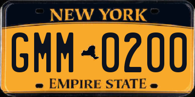 NY license plate GMM0200