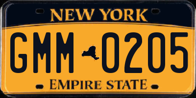 NY license plate GMM0205