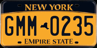 NY license plate GMM0235