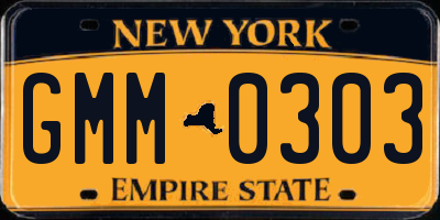 NY license plate GMM0303