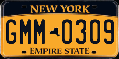 NY license plate GMM0309