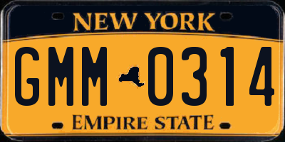 NY license plate GMM0314