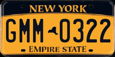NY license plate GMM0322
