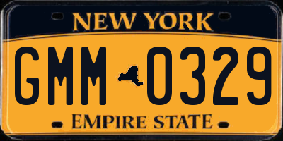 NY license plate GMM0329