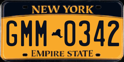 NY license plate GMM0342