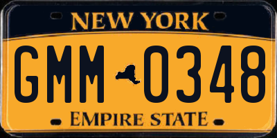 NY license plate GMM0348