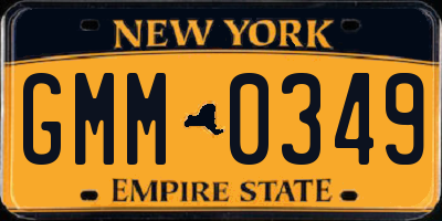 NY license plate GMM0349