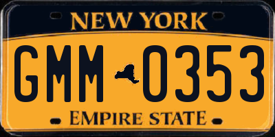 NY license plate GMM0353