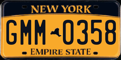NY license plate GMM0358