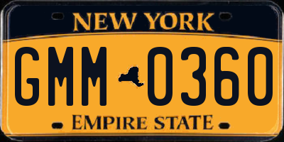 NY license plate GMM0360