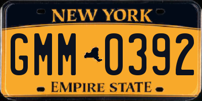 NY license plate GMM0392