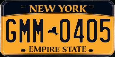 NY license plate GMM0405