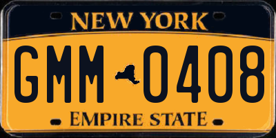 NY license plate GMM0408