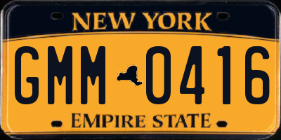 NY license plate GMM0416
