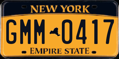 NY license plate GMM0417