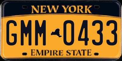 NY license plate GMM0433