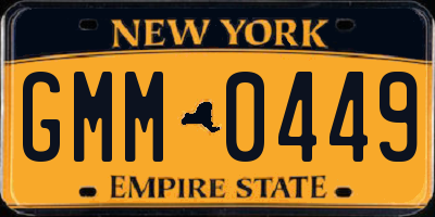 NY license plate GMM0449