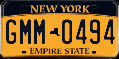 NY license plate GMM0494
