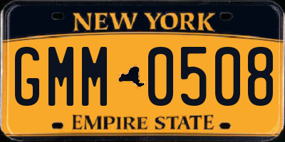 NY license plate GMM0508