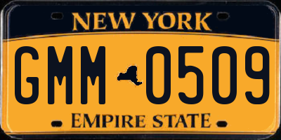 NY license plate GMM0509