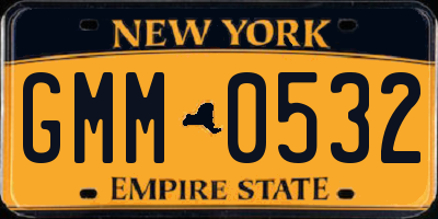 NY license plate GMM0532