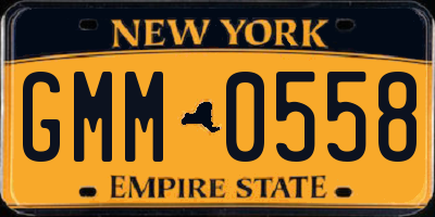 NY license plate GMM0558