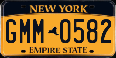 NY license plate GMM0582