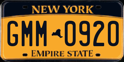 NY license plate GMM0920