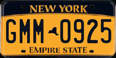 NY license plate GMM0925