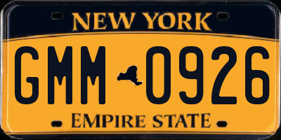 NY license plate GMM0926
