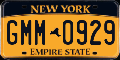 NY license plate GMM0929