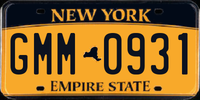 NY license plate GMM0931