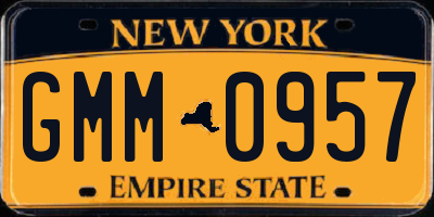 NY license plate GMM0957