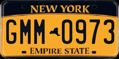 NY license plate GMM0973