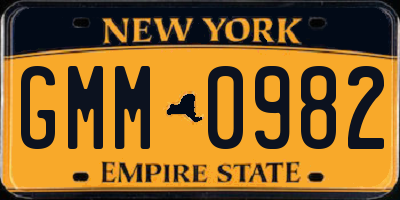 NY license plate GMM0982