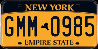 NY license plate GMM0985