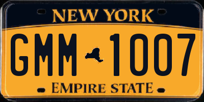 NY license plate GMM1007