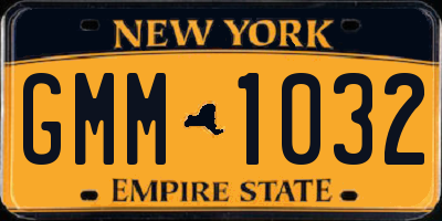 NY license plate GMM1032