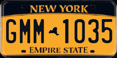 NY license plate GMM1035