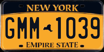 NY license plate GMM1039